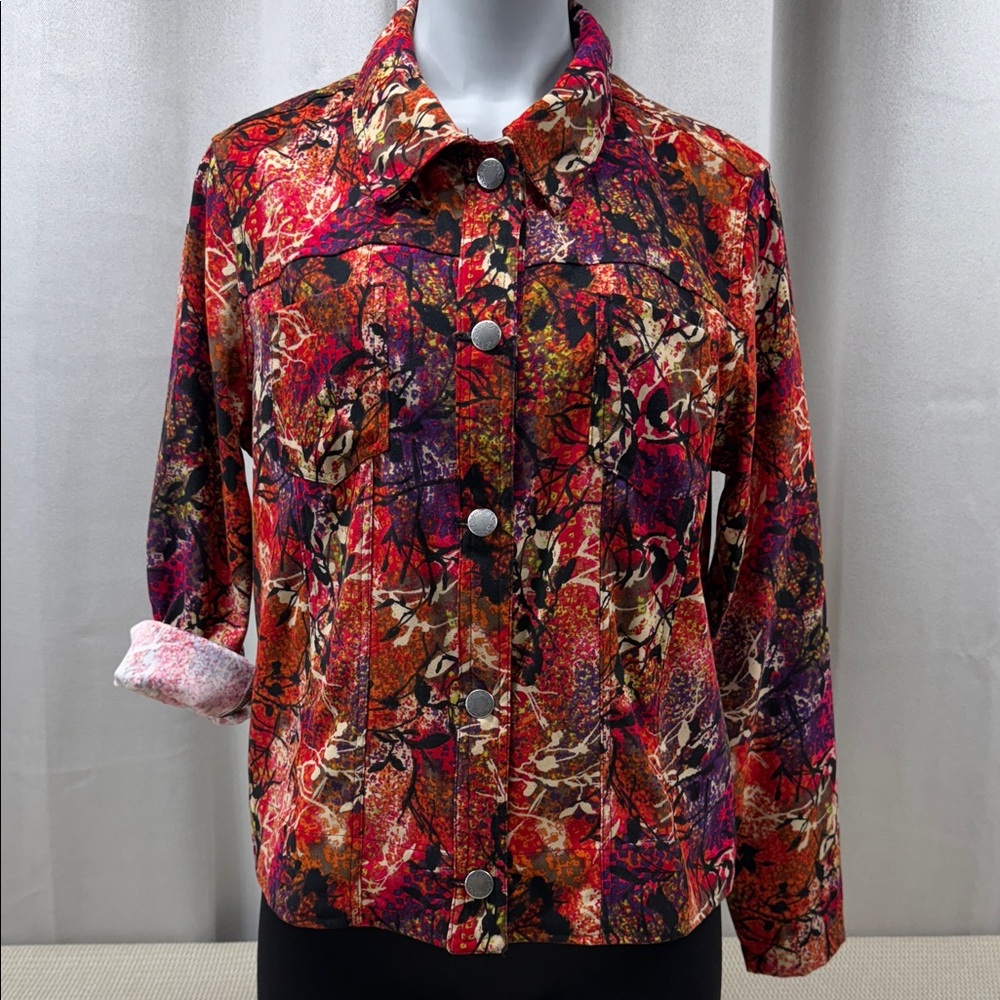 Christpher & Banks Colorful Abstract Pattern Jacket Women's Large